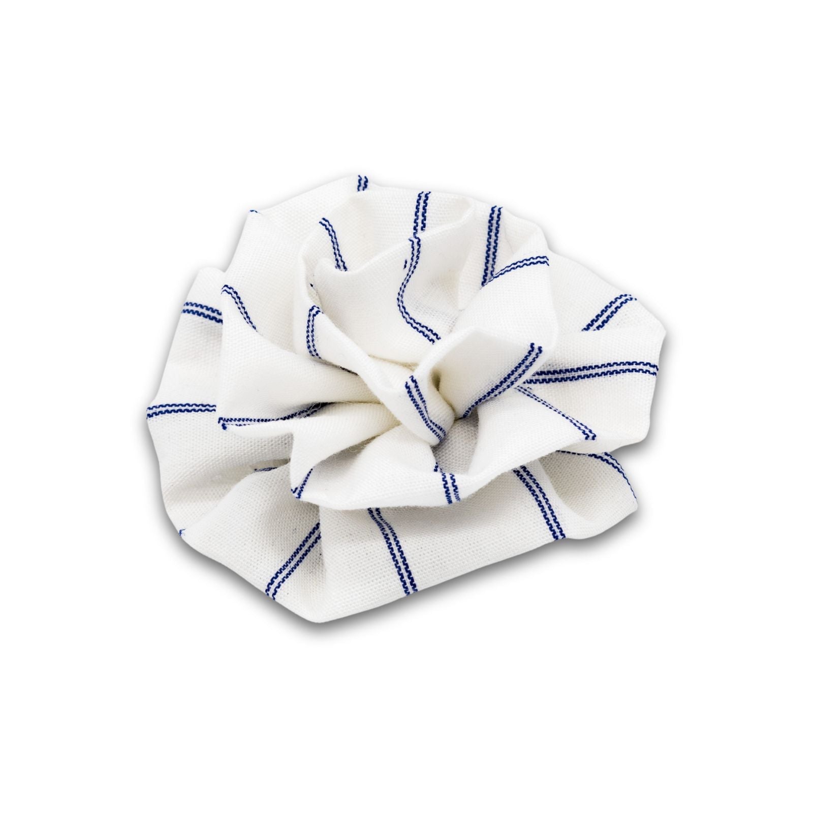 MyBoutonniere | Classic White with Navy Stripe Print Cotton Small