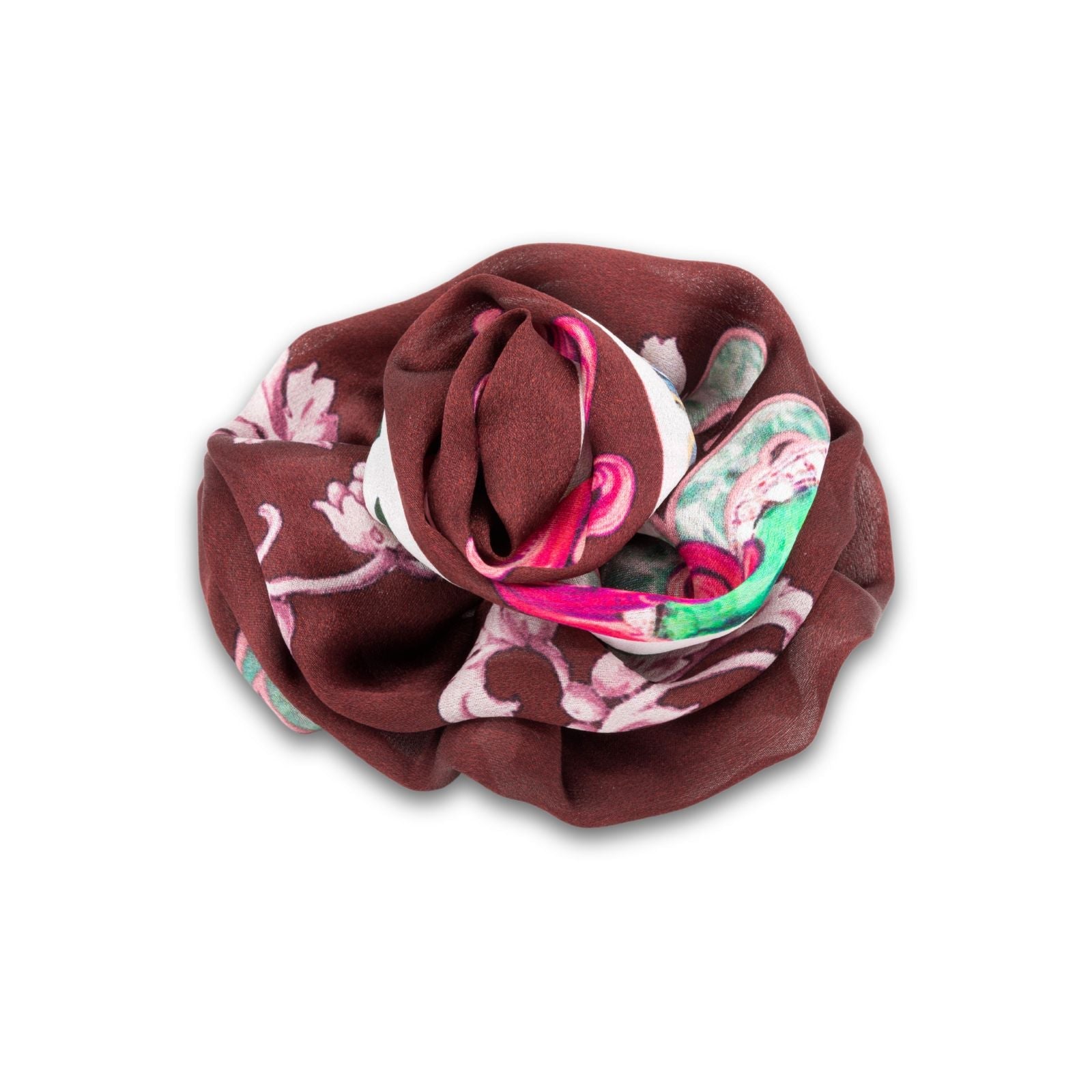 MyBoutonniere | Printed Florals on Bordeaux Vintage Silk Large