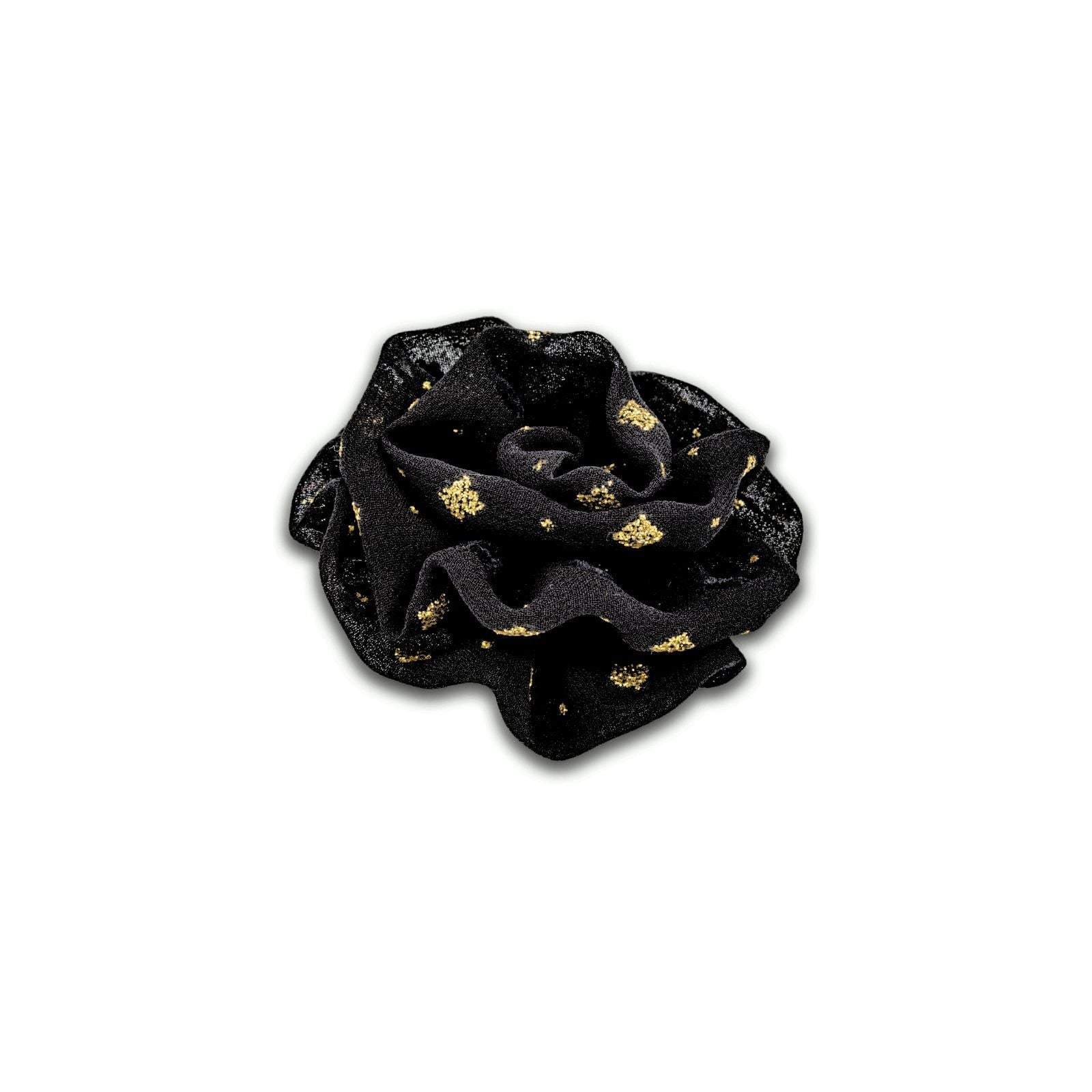 MyBoutonniere | Black Silk Organza with Gold Lurex Squares Silk Small