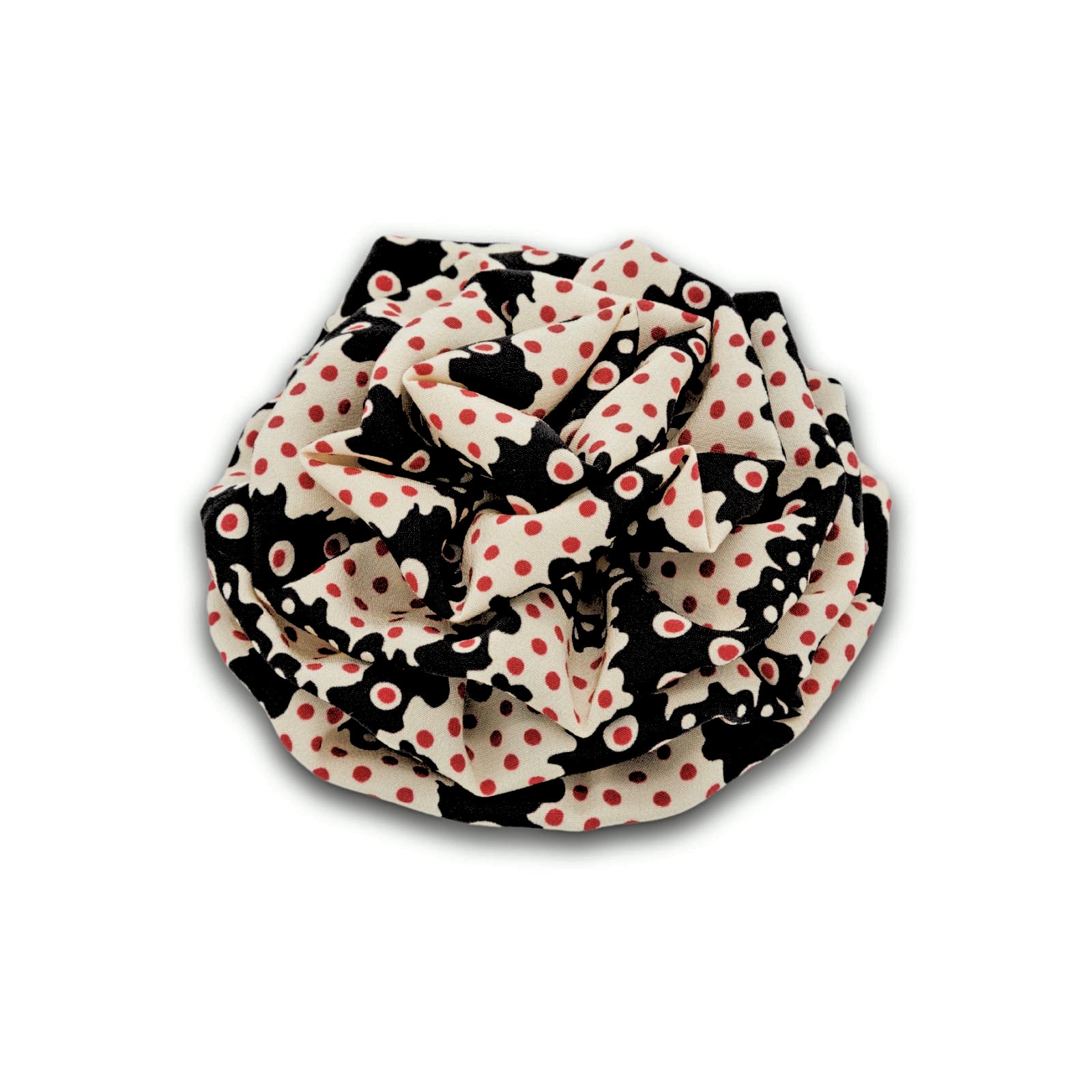MyBoutonniere Red Pois on Cream/Black Silk Crepe Large