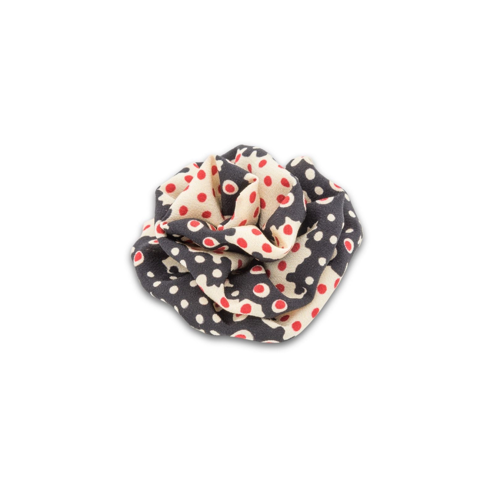 MyBoutonniere Red Pois on Cream/Black Silk Crepe Small