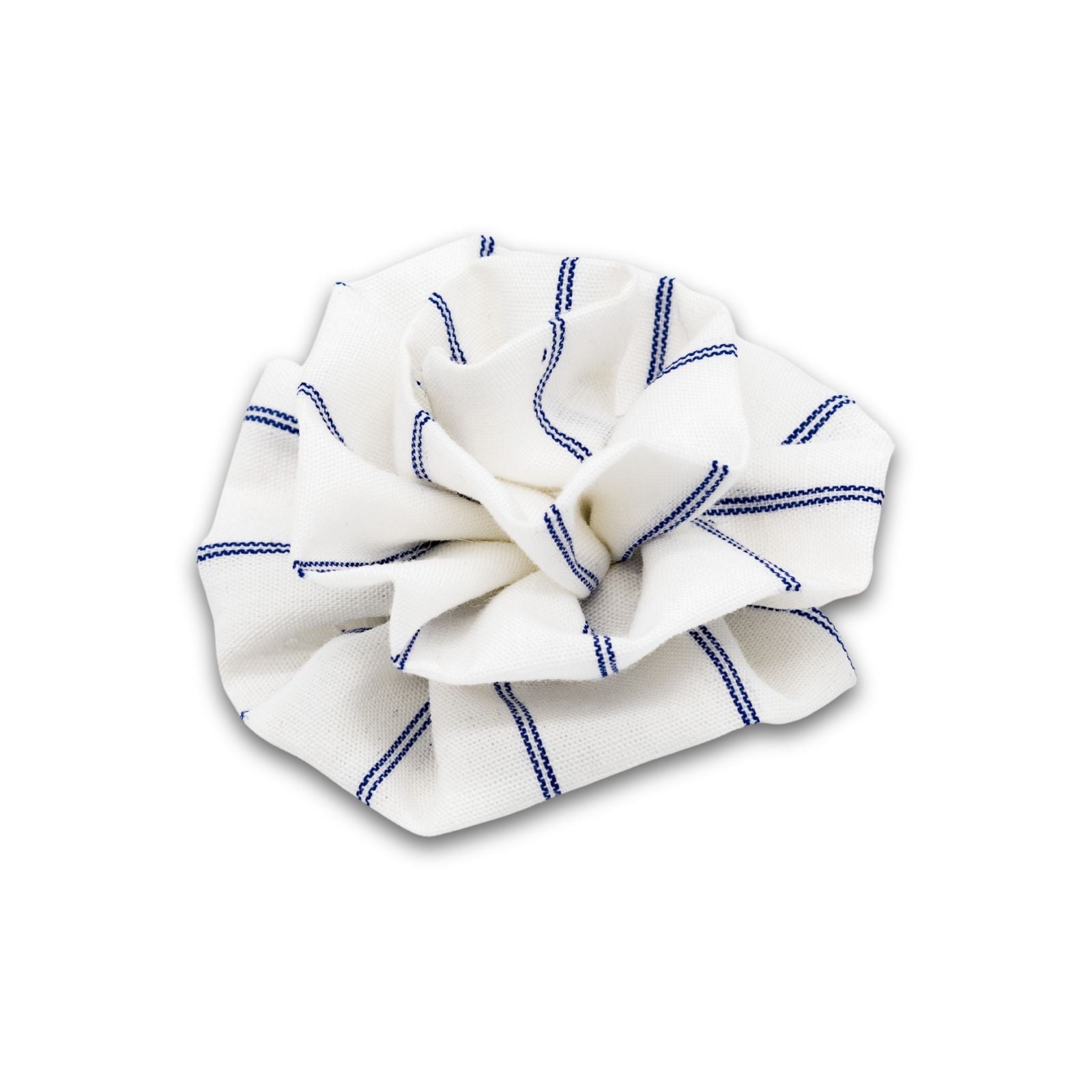 MyBoutonniere | Classic White with Navy Stripe Print Cotton Small