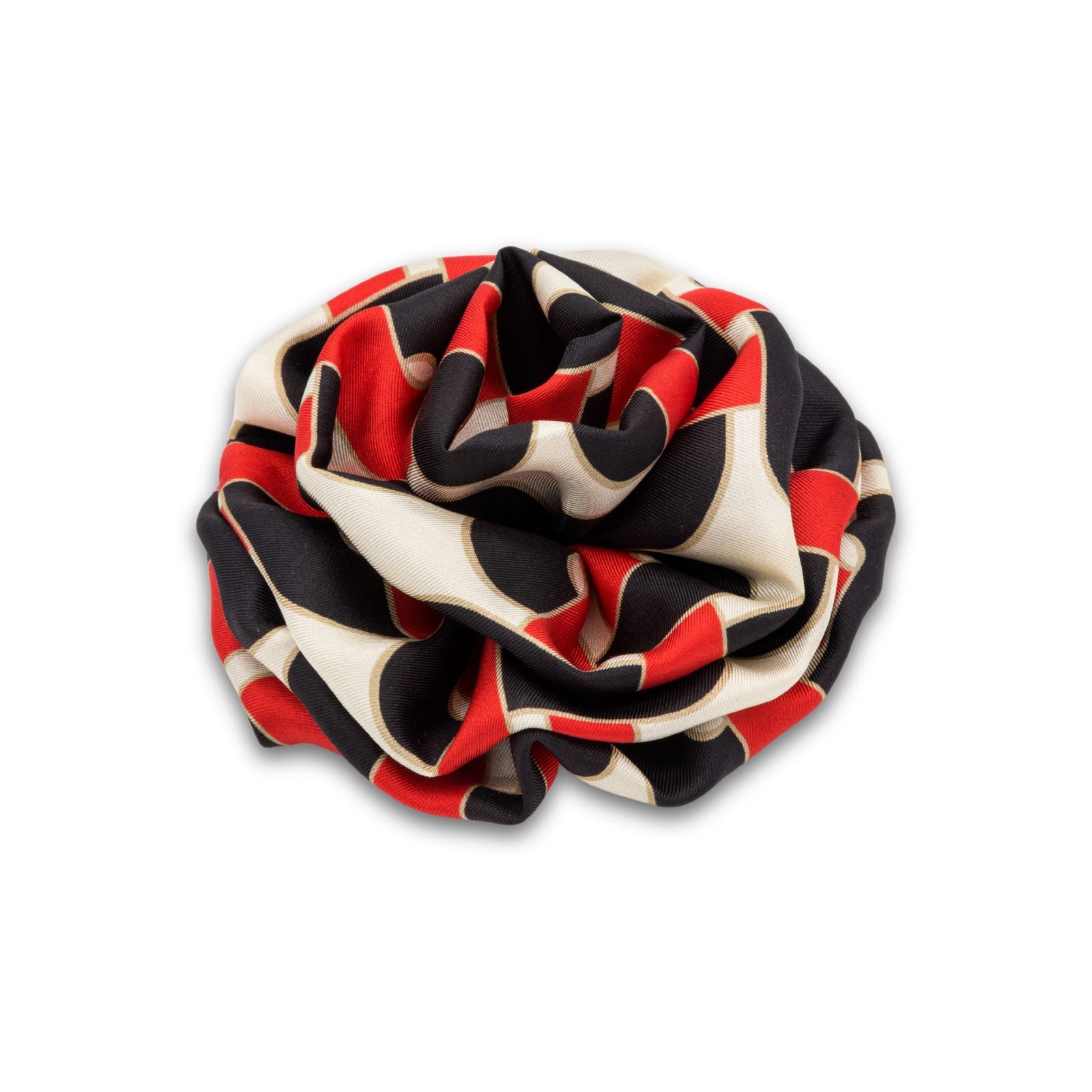 MyBoutonniere | Geometric Print Red/Black/Cream Silk Large