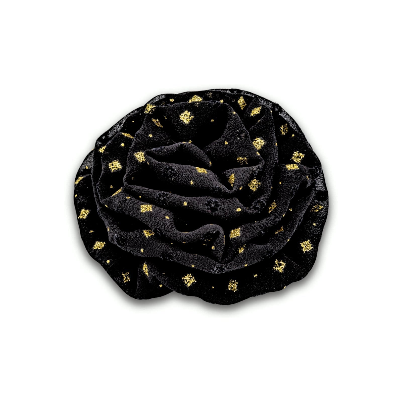 MyBoutonniere | Black Silk Organza with Gold Lurex Squares Silk Large